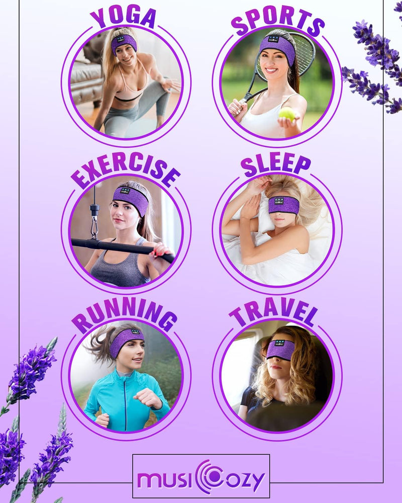 [AUSTRALIA] - Lullaband Sleep Headphones Headband, Ultra-Long Play Time Sleeping Headphones with Built in HD Hi Fi Speakers, Perfect for Sleep, Workout, Yoga, Travel, Meditation Dark Purple 