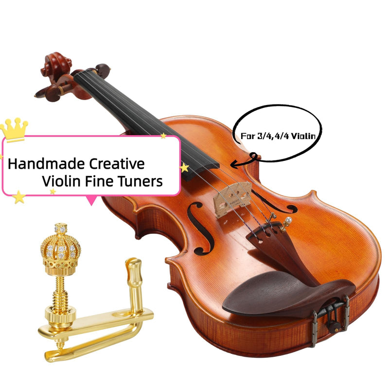 Handmade Creative Violin Fine Tuning Violin Tuners Violin Screw Violin String Adjusters for 3/4 4/4 Violins (1GOLDEN) 01-Golden Crown