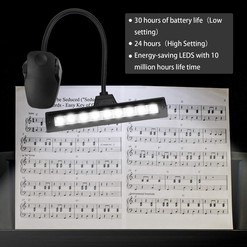 [AUSTRALIA] - Super Bright Music Stand Light, Eye Caring Clip on Piano Light, USB Rechargeable, Long Lasting up to 1000 Hrs, for The Piano, Sheet Music, Guitar 