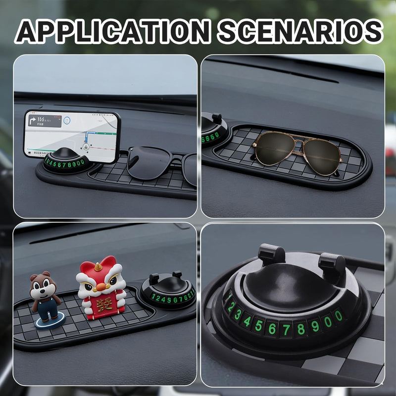 Multi Functional Anti-Slip Car Phone Mat with 360° Rotating Phone Holder for Phones, Sunglasses, and Daily Essentials