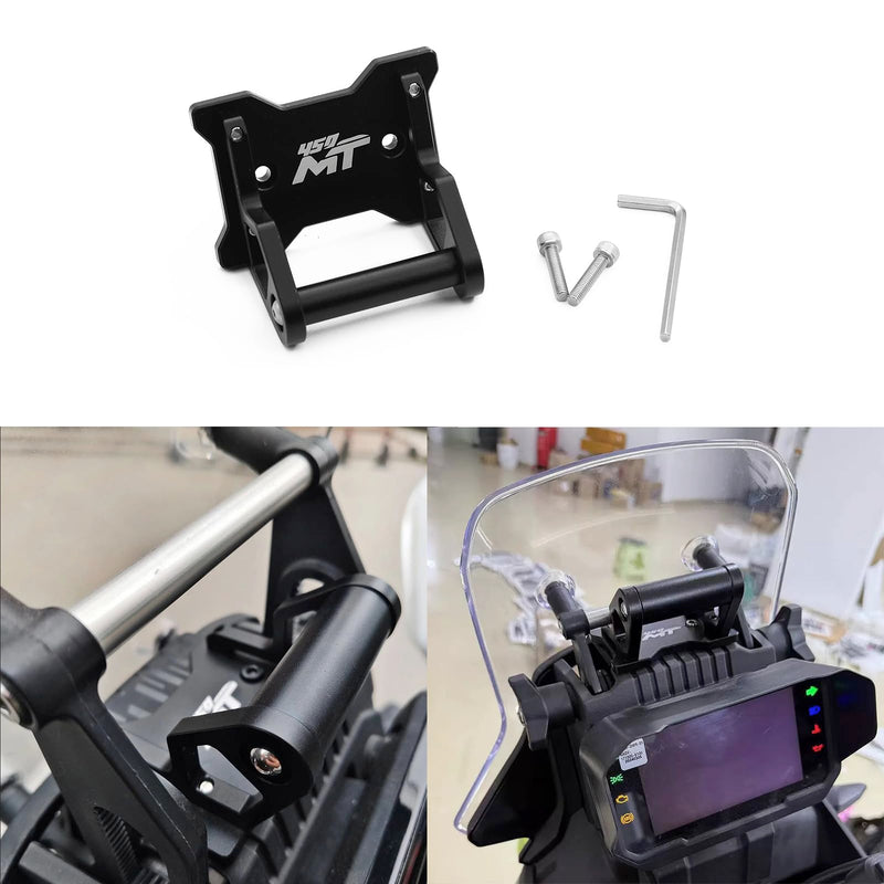Motorcycle GPS Phone Holder for CFMOTO 450MT MT450 Ibex 450 2024-2025 | Motorcycle GPS Phone Holder Auxiliary Device Mount Navigation Extension Brackets(12mm) 12mm