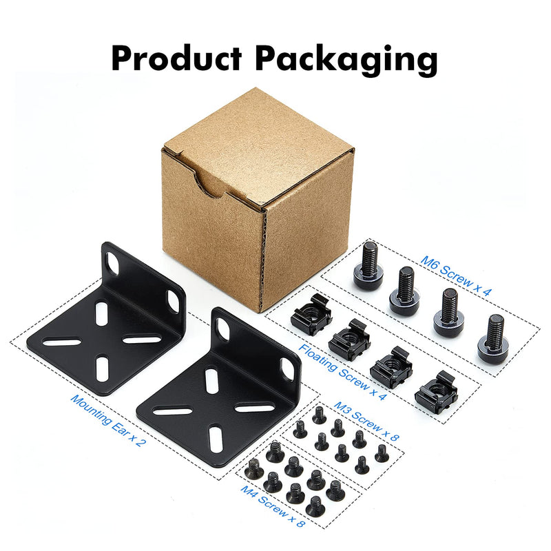 MokerLink Rack Mount Kit for 17.3 inch Wide Switches, Adjustable Hole Distance 14-29mm, 0.5-1.14inch, Compatible for Some Cisco, NETGEAR, Dell, D-Link, Linksys, HP, TRENDnet, Buffalo Tech Products Small