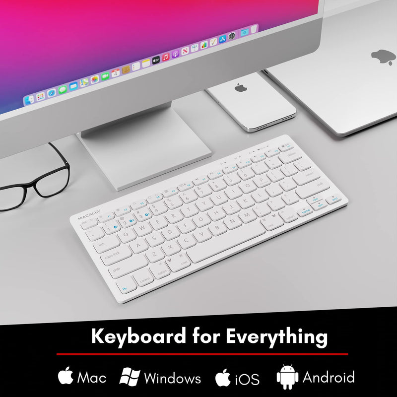Macally Bluetooth Keyboard for Mac - Multi Device Wireless Keyboard for Mac Mini / Pro, Macbook Pro / Air, iMac, iPad, iPhone, PC, Laptop - Compatible Apple Keyboard Wireless Compact with Stand