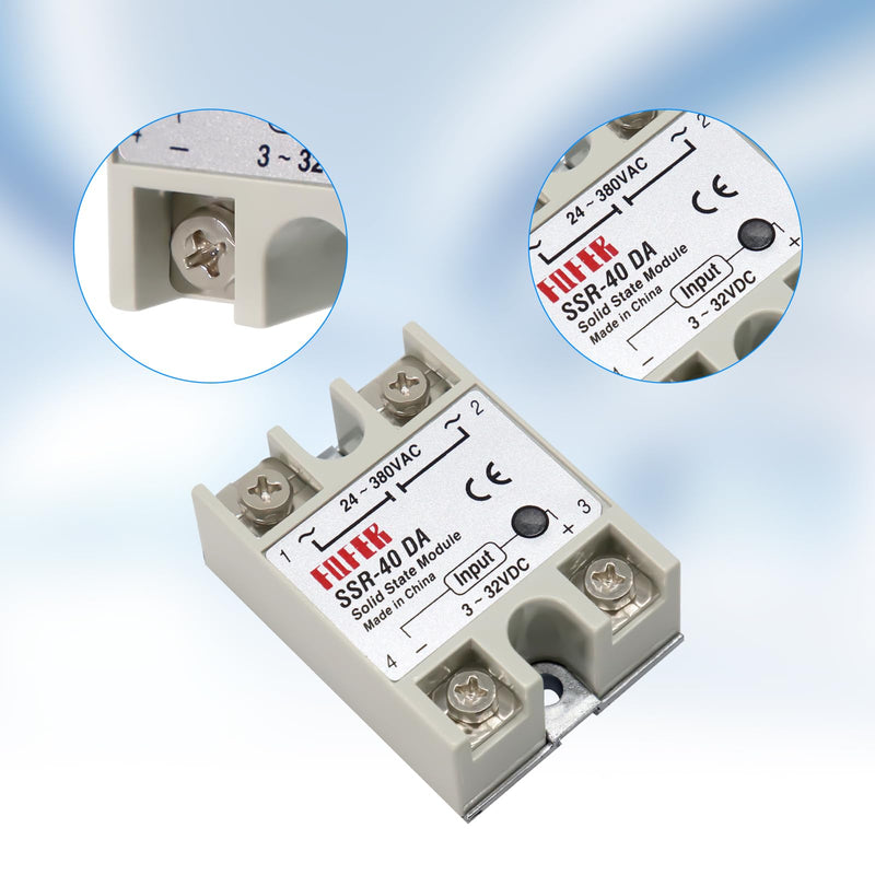 SSR-40DA Solid State Relay AYWHP SSR Relay Solid State Relay SSR 40DA Single-Phase Solid State Relay Input 3-32V DC Output 24-380V AC