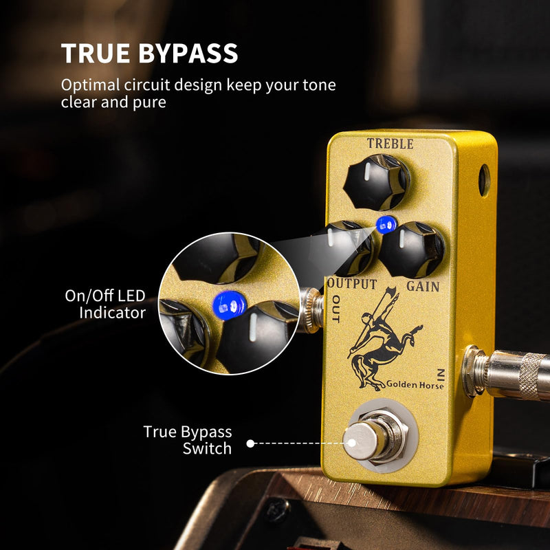 MOSKY Golden Horse Overdrive Effect Pedal Boost Guitar Effect Pedal with True Bypass for Electric Guitar Gold Horse