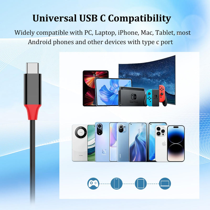 [AUSTRALIA] - USB C Headset with Microphone Noise Cancelling for PC Mac, Wired USB Type C Headphones for iPhone Android Samsung Laptop Zoom Skype Webinars Home Office, in-line Control, Clear Chat 