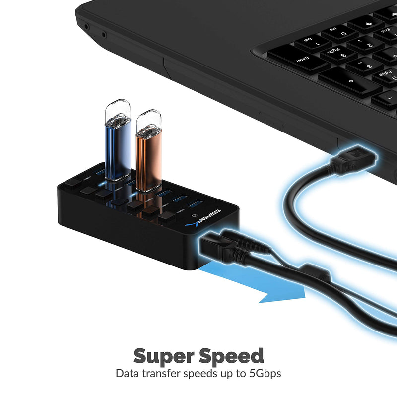 Sabrent USB 3.0 Tool-Free Enclosure + 36W 7-Port USB 3.0 Hub with Individual Power Switches