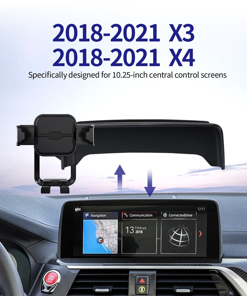 Auto Clamp Car Phone Holder for BMW X3/X4 2019-2021, 10.25/10.3" Screen | Universal Mechanical Clip Cell Phone Mount Accessories Fit iPhone Android,Automobile Cradle GPS Dashboard Navigation Bracket 10.25/10.3-inch for 2018-2021 X3/ 2019-2023 X4