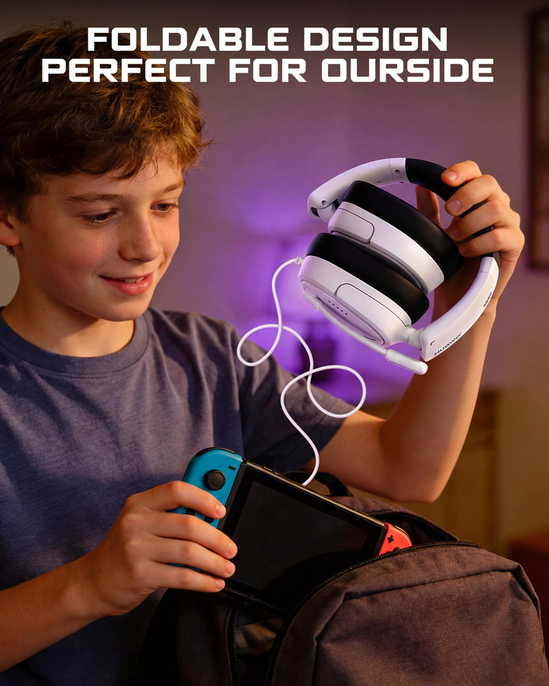 [AUSTRALIA] - NUBWO HG04L Gaming Headset for PS5/PS4, Xbox Series X|S/Xbox One, Switch – 250g Lightweight, Clear Unidirectional Mic, Soft Memory Earmuffs, 3.5mm Jack for Gaming & Work White 