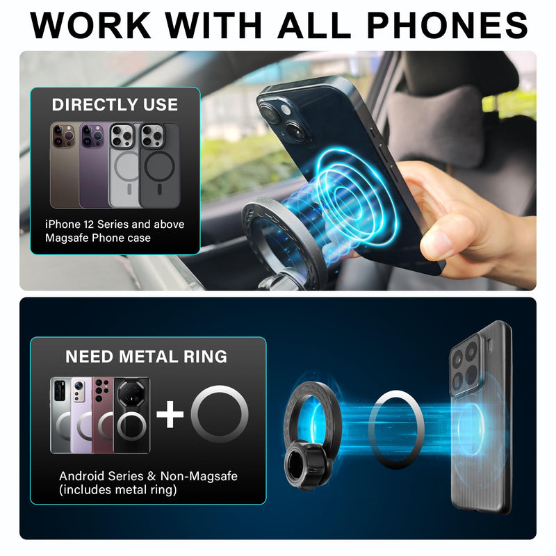 Dual-End Car Phone Holder for Toyota RAV4 2026 Accessories 10.5-Inch Screen | Strong Magnetic Cell Phone Mount for Magsafe iPhone, 360° Hands-Free No Air Vent Blockage One-Hand Operation Stable Stand For Toyota 2026 RAV4 10.5-inch