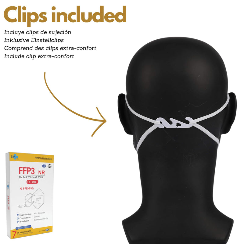 FFP3 Mask with 7 Layers, CE Certified, High Protection >99%, Individual Packaging, Non-Reusable, Adult Size, without Valve, Pack of 20