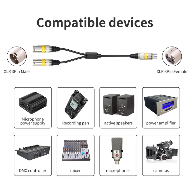 5Pack 5 Color 1.5FT XLR Female to Dual Male Y Splitter Cable, Female to 2 Male 3Pin-XLR Y Cable,Splitter 3Pin 1 F to 2 M for Micphone Mixer 1 XLR F To 2 XLR M 1.5FT 5Pack