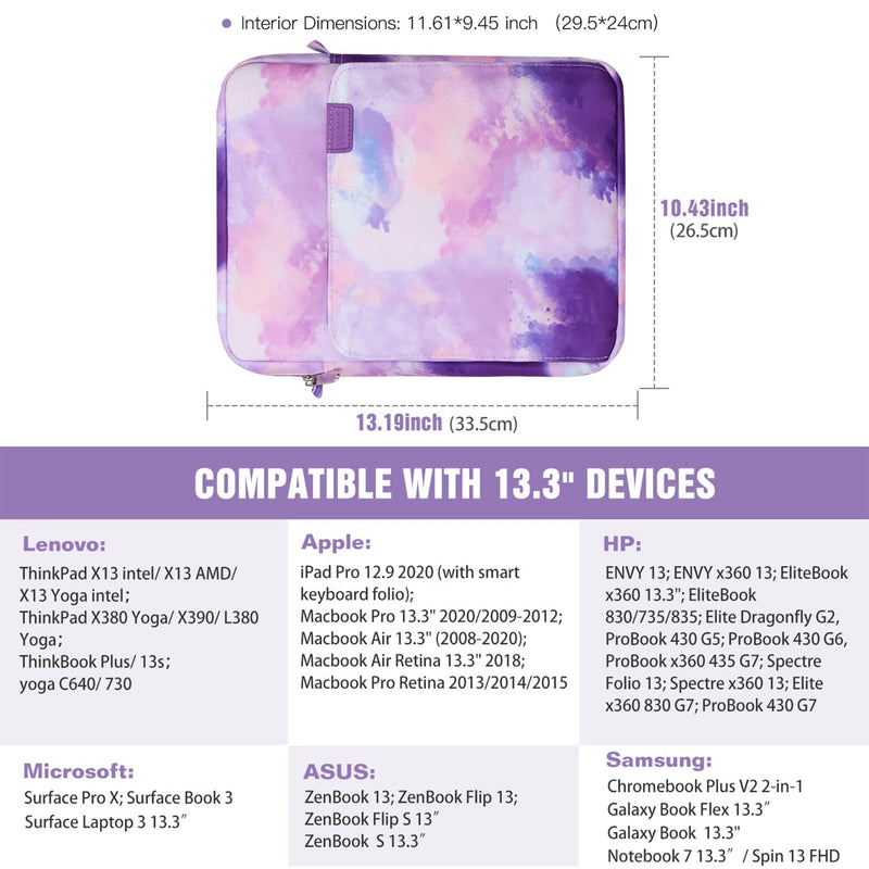 TiMOVO Tablet Case with Shoulder Strap Compatible with iPad, iPad Air, iPad Pro, Galaxy Tab S9 2023, Galaxy Tab A8 10.5 9-11 Watercolor Purple