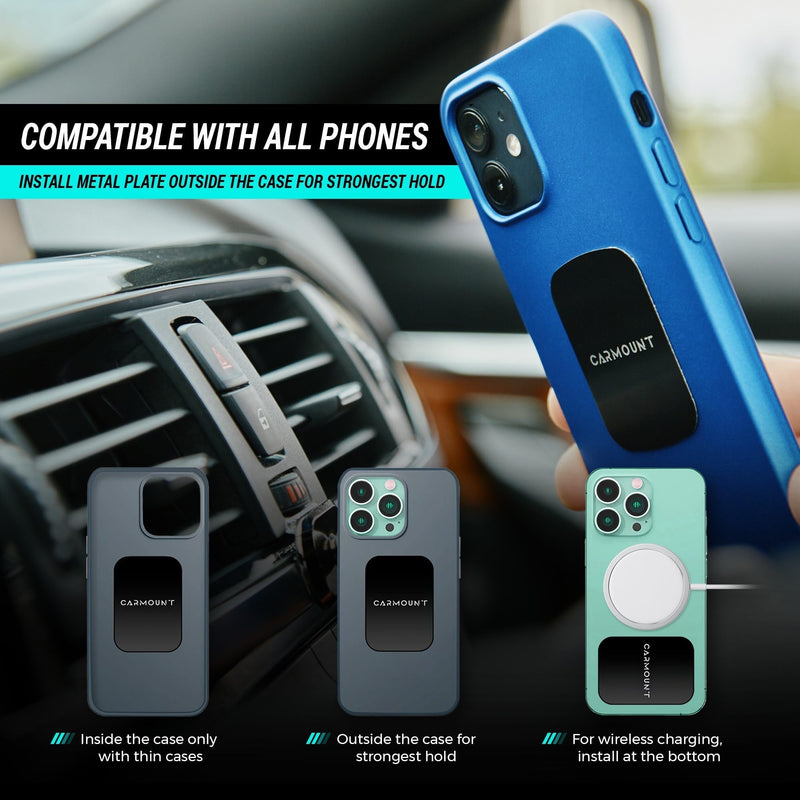 CARMOUNT F1 Dashboard Car Mount (2-Pack) | Magnetic Phone Holder for Car, Ultra Strong 8X N52 Magnets, 360° Rotation, Universal Dash Mount for All Phones and Tablets | Car Mount Magnet for iPad 2 pack