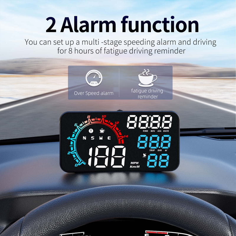 Digital GPS Speedometer ACECAR Universal Car HUD Head Up Display with Speed MPH Compass Direction Fatigue Driving Reminder Driving Distance Altitude Overspeed Alarm HD Display for All Vehicle G11