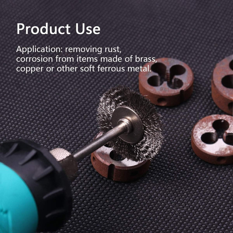 ATOPLEE Wire Wheel Brush Set,50pcs 1 inch/25mm Mini Wire Wheel with 3mm Round Shank,Alloy Steel Crimped Wire Brush Wheel for Cleaning Rust,Paint, Stripping and Abrasive,for Drill Attachment 50