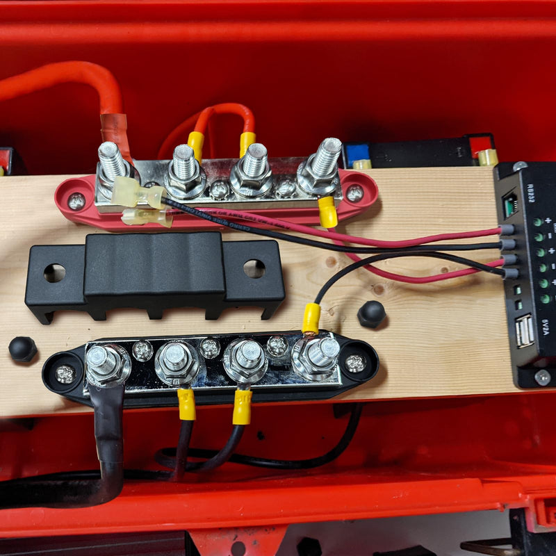 Mofeez 48V 400A Bus Bar 4 x 5/16” Post 3 x #8 Screw Terminal Power Distribution Block for Car Boat Marine (Red & Black) 4 x 5/16"