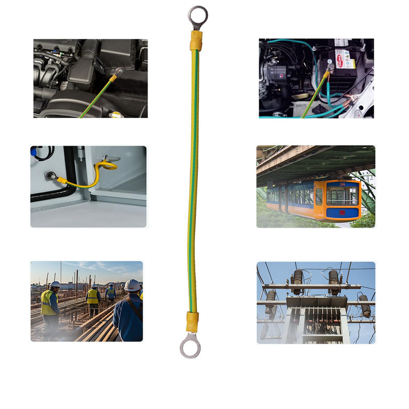 [AUSTRALIA] - Grounding Cable Pack of 10 - 6 mm2 Cable (Size 30 cm), with Ring Cable Lug Eyelet Insulated for Network Cabinet Server Cabinet M6 M6*6mm2*30cm 