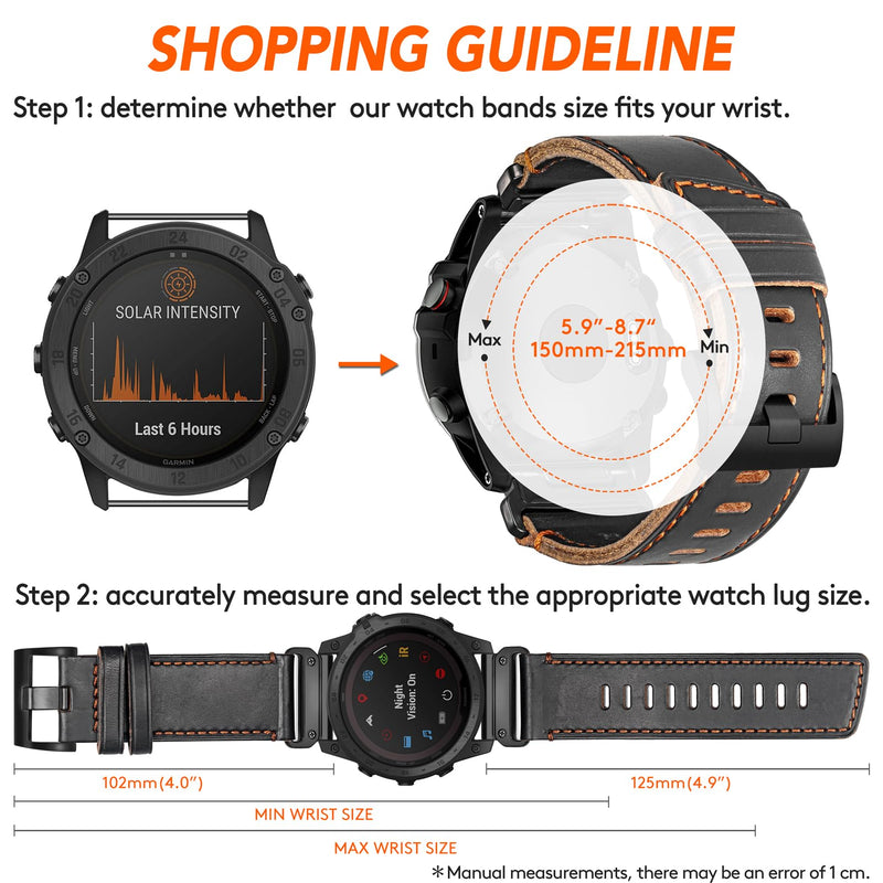 Soft Horween Leather Watch Band Compatible With Garmin, Strap For Fenix/Forerunner/Approach/MARQ/Quatix / D2 Series/Instinct/Epix/Tactix/Foretrex Natural root={'value': "26 mm / Middle (5.9'' - 8.7'')"}
