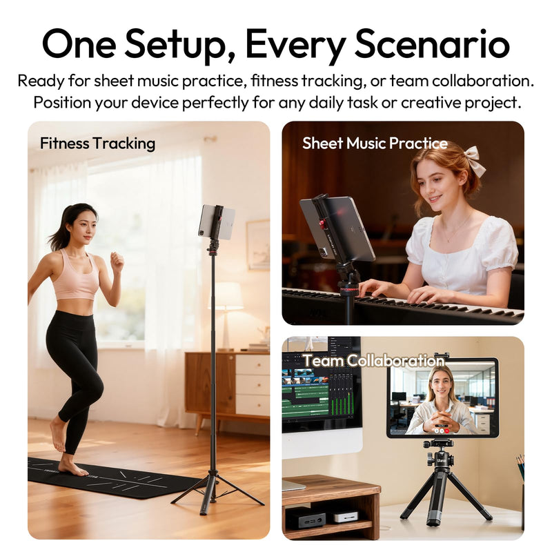[AUSTRALIA] - ULANZI CA15 Aluminum iPad Tablet Tripod Mount Attachment,13.5-22 cm Adjustable Clamp Range w Top Cold Shoe, Compatible w Arca Uka 1/4'', iPad 2/3/4/Air/Air2/Pro Video Recording 