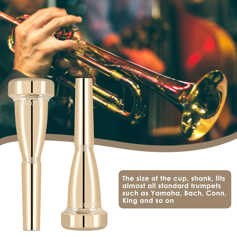 [AUSTRALIA] - EASTROCK Trumpet Mouthpiece 3C Gold Plated Bullet Shape Vaccum Package 3C-Z 