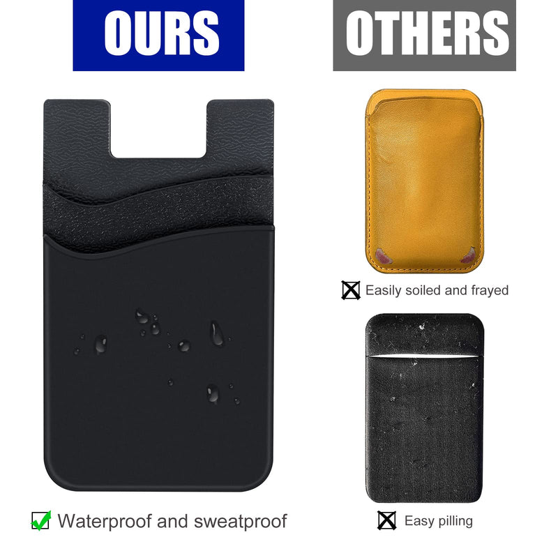 Phone Wallet Stick on,5Pack Phone Card Holder for Back of Phone Case,Silicone Sticky Credit Card Holder for Cell Phone Double Pocket Sticker All Smartphones—Navy,Sierra,Pastel,Blue,Black Navy,Sierra,Pastel,Blue,Black