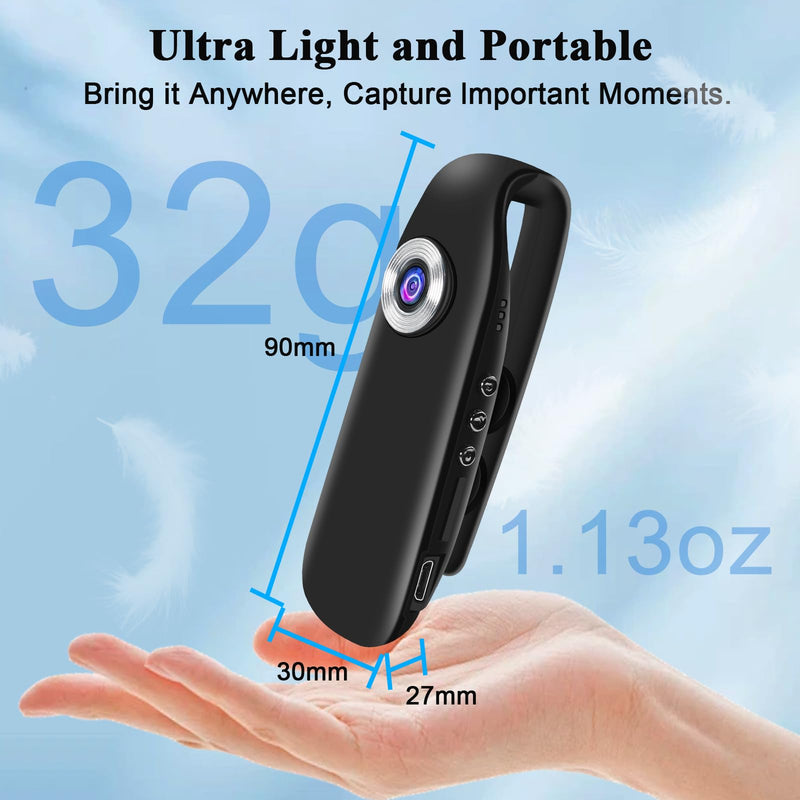 UYIKOO 32G Body Camera, Small Sport Video Camera HD 1080P Body Camera, Portable Pocket Tiny Body Cams with Back Clip with Magnetic Pocket Portable DV for Cycling, Pets, Walking, Traveling