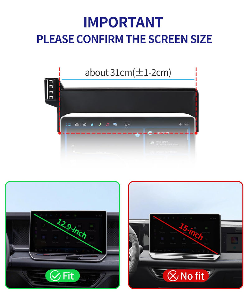 Auto Clamp Car Phone Holder for Volkswagen Tiguan 2025-2026, 12.9" Screen | Universal Mechanical Clip Cell Phone Mount Accessories Fit iPhone Android,Automobile Cradle GPS Dashboard Navigation Bracket 12.9-inch for 2025-2026 Tiguan