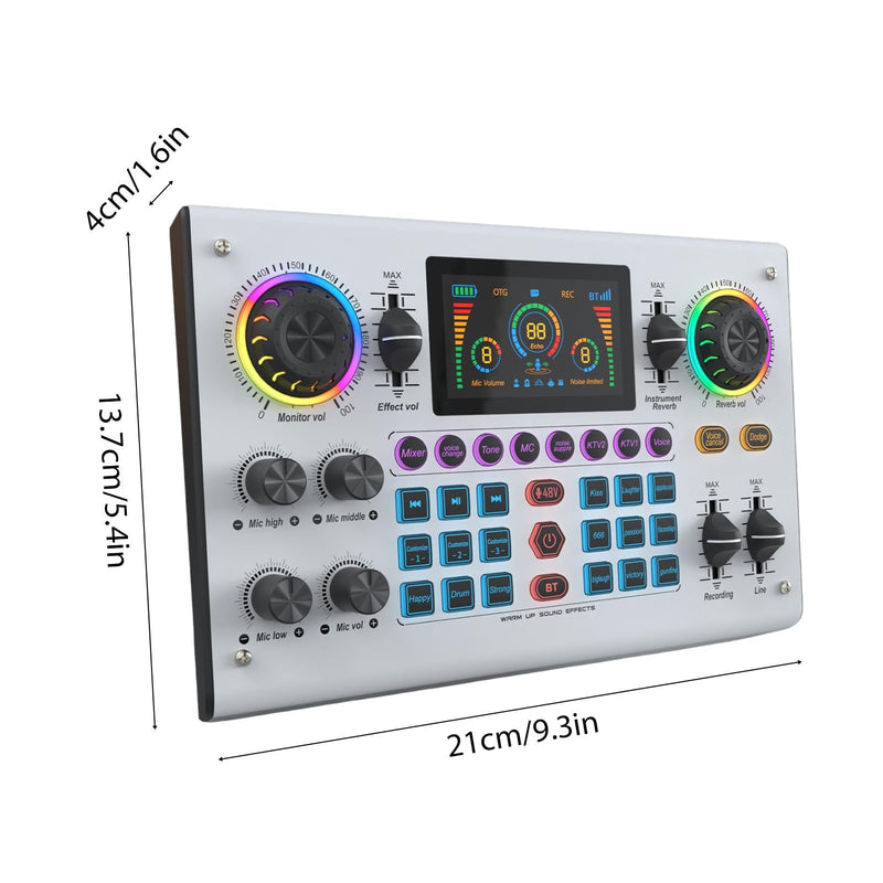 [AUSTRALIA] - Sound Board Audio Mixer 48V Phantom Power Live Sound Card RGB Light BT Wireless Plug and Play for Live Streaming Podcasting Recording Content Create Gaming Rechargeable 