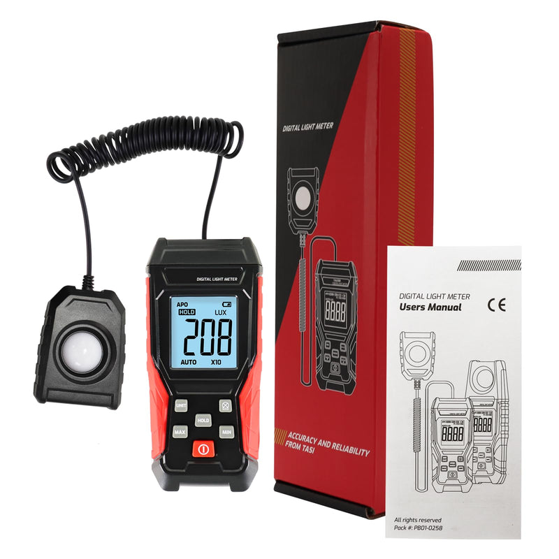 [AUSTRALIA] - Light Meter Digital Lux Meter Handheld Illuminance Light Meter with 360 Degree Rotating Sensor, 4 Digit LCD Display 0~200,000 Measurement Range Luxmeter Tester for Plants, Headlights, Home & Office 