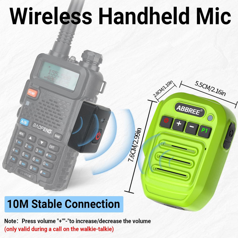 ABBREE Ham Radio Wireless Handheld Speaker Mic, 2 Pin Shoulder Microphone Compatible with Baofeng 5RM UV-5R,BF-F8HP PRO,GM21,K5PLUS,GM-15Pro,UV-5G Plus AR-152 Quansheng UV-K5 8 Walkie Talkie (Green) Green