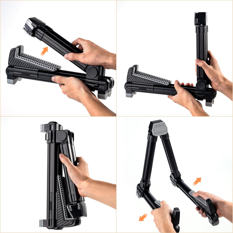ENO MUSIC Alumium Alloy A-Frame Universal Folding Acoustic Guitar Stand, Suitable for Electric Bass Guitars , Silver
