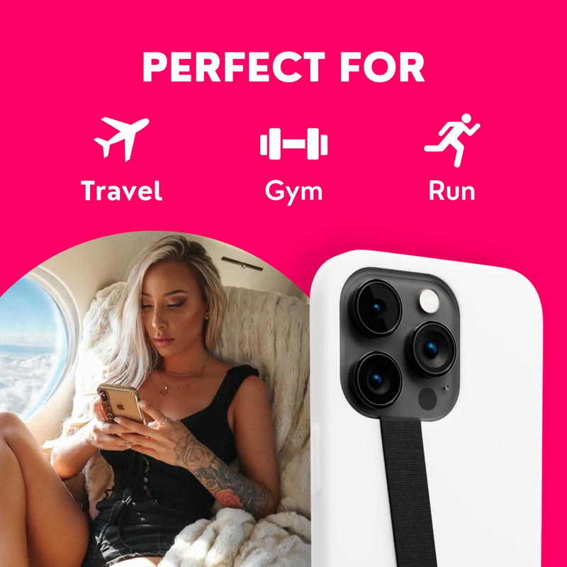 Phone Loops: Non-Elastic Phone Grip, Phone Strap, Phone Holder for Hand - Small, Light and Discreet Cell Phone Holder for Hand - Phone Finger Holder Midnight