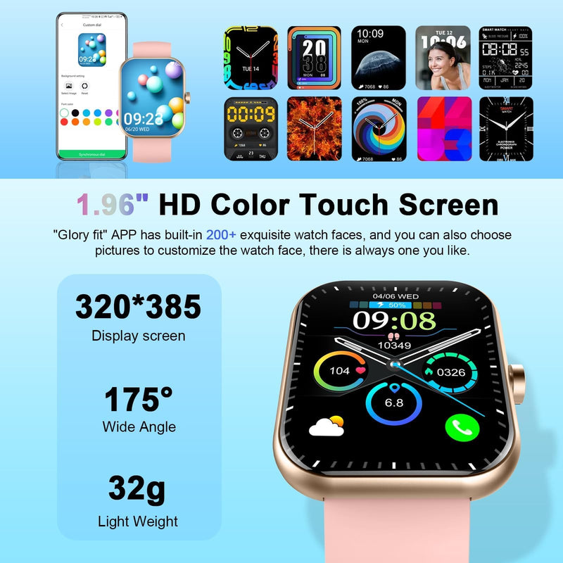 Smart Watch (Answer/Make Call), 2026 New Smartwatch for Women, 1.96" Fitness Watch with 112 Sport Mode/Pedometer/Calories/Sleep/Heart Rate Monitor, IP68 Waterproof Fitness Tracker for Android iOS