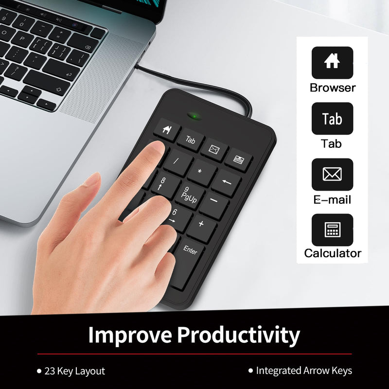 [AUSTRALIA] - Wired USB C Number Pad - 23 Keys Type C Numeric Keypad Upgraded Version of 10 Key USB Keyboard Financial Accounting Numpad Compatible for Laptop, PC, MacBook, Notebook, Desktop,Surface Pro Wired-Typec 