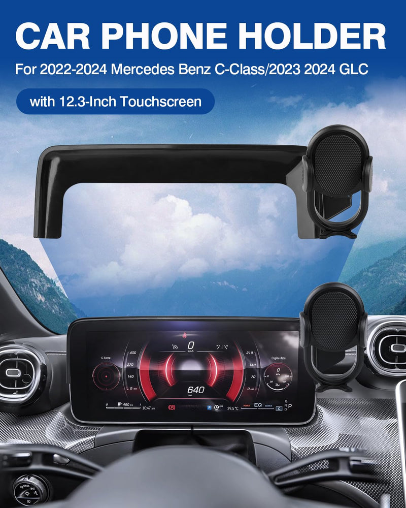 Autorder Car Phone Holder for 2022-2026 Mercedes Benz C-Class/2023-2026 GLC Accessories Phone Mount Screen Cell Phone Automobile Cradles Hands-Free 360 Degree Rotation 22-26 GLC/C-Class