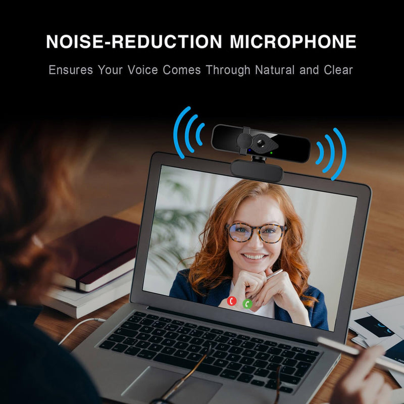 2K Ultra HD Webcam, Computer Camera, USB Webcam for PC Monitor Laptop Desktop - External Web Camera with Microphone, USB C adapter, Privacy Cover for Video Conferencing, Streaming & Online Learning 2K Webcam + USB C Adapter