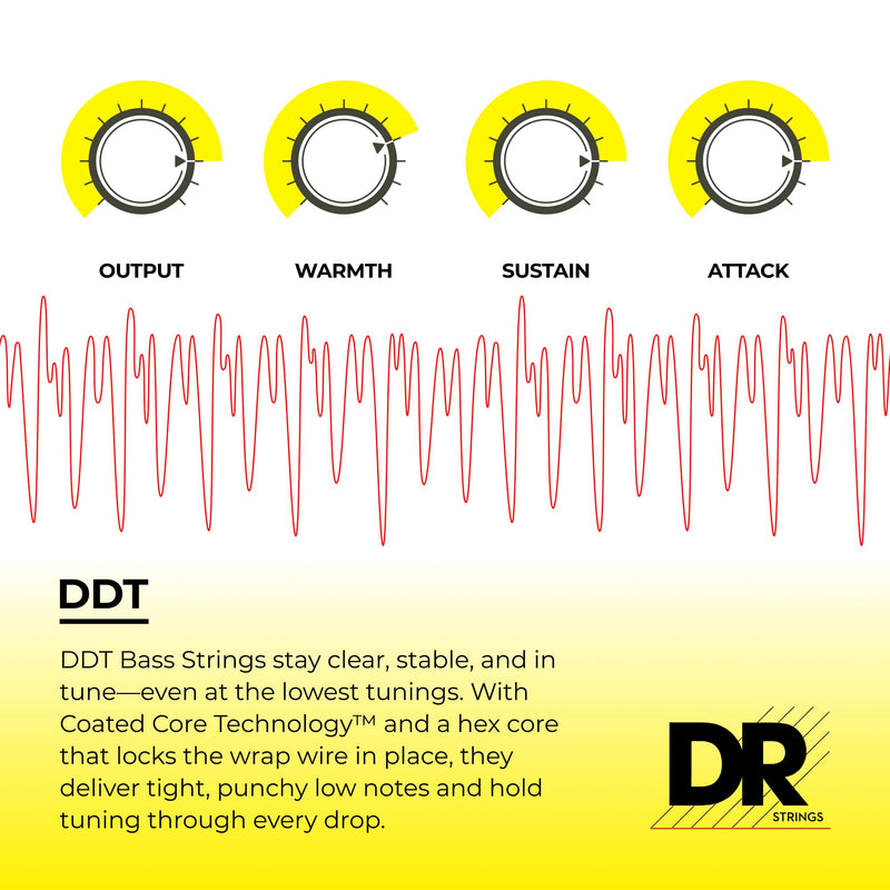 DR Strings DDT : Drop Down Tuning Bass Heavy Strings (DDT50) DDT™ Bass: Heavy 50-110