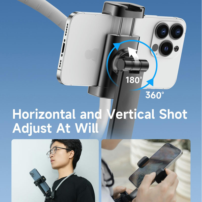 INOVAGEN Neck Mount,Neck Phone Holder,Magnetic Anti-Shake,POV/Vlog Recording,Hand Free Selfie Neck Phone Mount for Phones and GoPro Max Hero 12 11 10 DJI Action 3,Insta360 (i7U with Phone Holder) i7U With Phone Holder