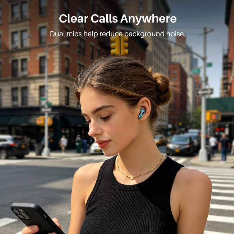 TOZO T20 Wireless Earbuds 97H Playtime, Wireless Charging LED Display Case | 10mm Deep Bass Sound, Dual Mic ENC Clear Calls, IPX8 Waterproof, Bluetooth 5.3, Comfortable Fit Ear Buds For Daily Use, Green