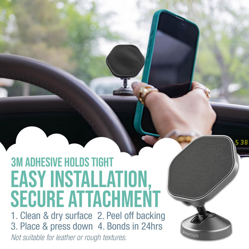 Smartish MagSafe Car Mount + MagSafe Mountaineer Wall Mount Bundle - Mountaineer - Magnetic Stick on Phone Mount Extra Strength Magnet for Apple Accessories