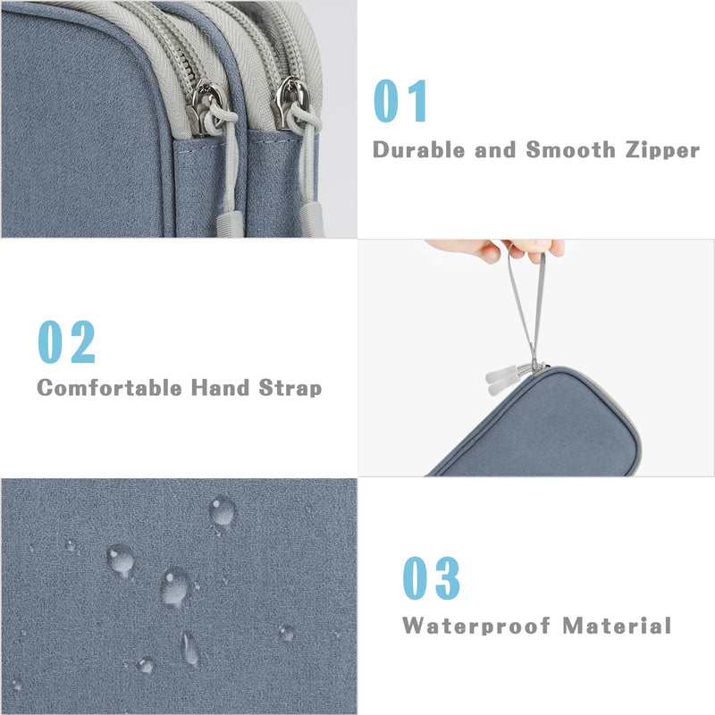 FYY Electronic Organizer, Travel Cable Organizer Bag Pouch Electronic Accessories Carry Case Portable Waterproof Double Layers All-in-One Storage Bag for Cable, Charger, Phone, Earphone Light Grey Small