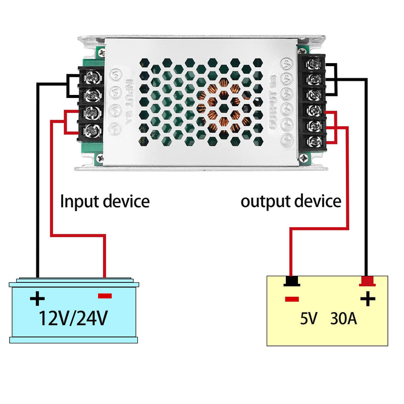 [AUSTRALIA] - DC Voltage Regulator Buck Converter 12V 24V to 5V 30A 150W Step Down Reducer Power Converter Mini Module Transformer 12V/24V to 5V 30A 