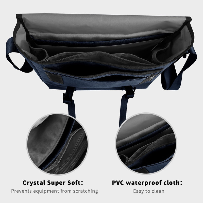 SIMTOP Messenger Bag Crossbody Shoulder Bag for Commuters and Travelers Water Resistant Scratch and Wear Cordura YKK Zipper Blue