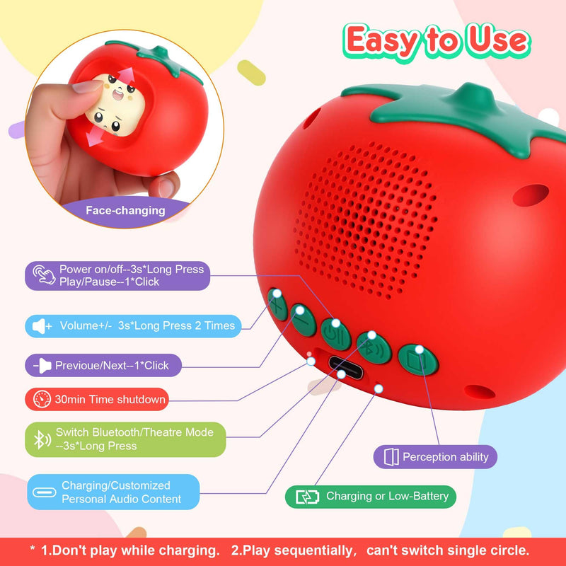 [AUSTRALIA] - Kids Music Player with Face-Changing, Musical Toys for Toddlers 1-3-6，Educational Toys,Preloaded 200+ Stories/Rhymes, Screen-Free Audio Player, Travel Bluetooth Speaker, Gift for Boys Girls-Yellow Yellow 