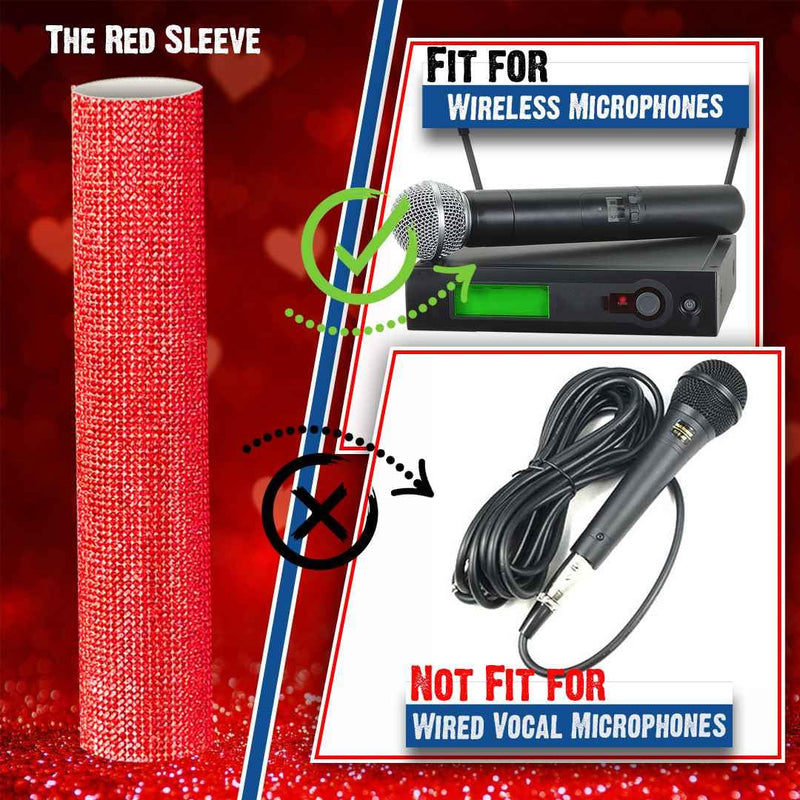Sparkle Red Microphone Sleeve for Universal Wireless Mic Handheld and SB58 Beta58 Shine on Sing, Weddings, Live Streaming and Christmas Event Party Stage Show