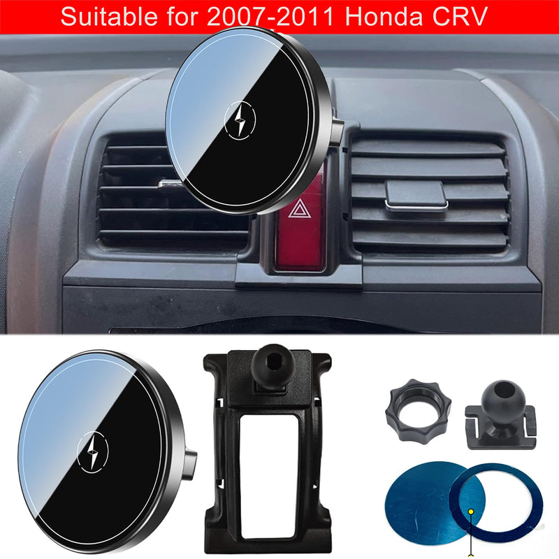 15W Magnetic Wireless Charging Car Mount Exclusive Snap-On Holder for Honda CR-V 2007-2011 Accessories Dedicated Phone Stand Compatible with MagSafe for iPhone 12-17 Series Honda CR-V for 2007-2011