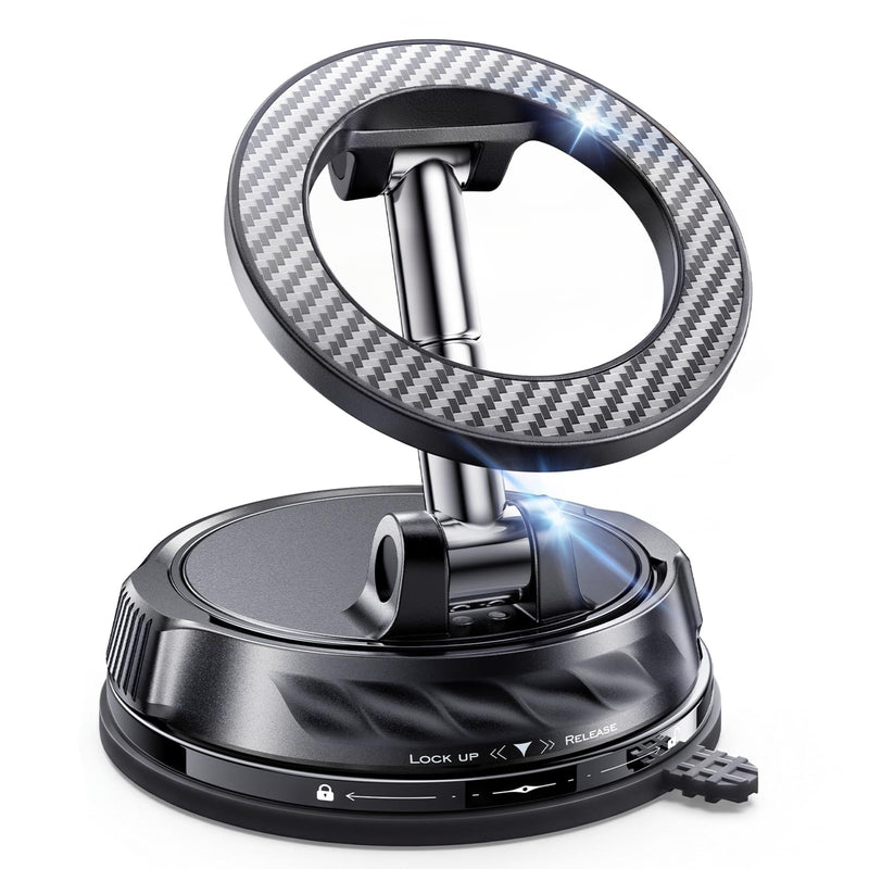 Car Phone Holder Vacuum Magnetic, 360° Mount for iPhone 12–17 | for MagSafe, 360° Rotation, Foldable, Nano-gel Vacuum Base, Strong Suction & Stable Hold, Stronger Magnetic Force