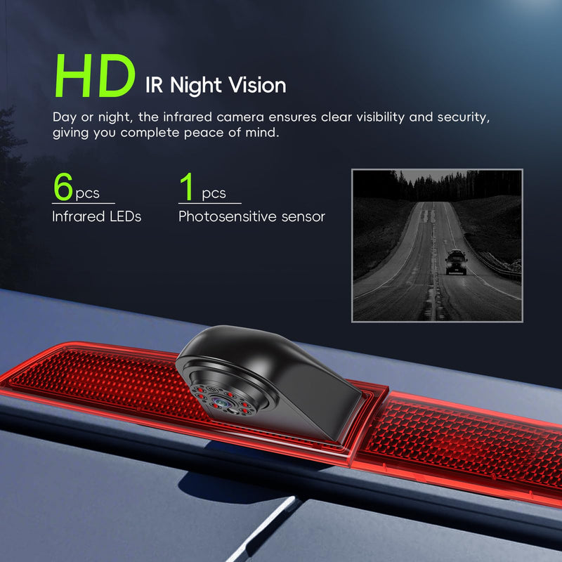 CAMECHO Brake Light Backup Camera for Ford Transit Custom 2012-2017, AHD/CVBS Waterproof Rear View Camera, Night Vision, Wide Angle, Park Assist, Rearview Reversing Cam