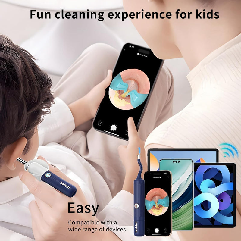 Ear Wax Remover Otoscope, Ear Wax Removal Camera Light Tool Set, HD Flexible Ear Cleaner, Painless Visual Tweezers Remover, for Ears/Nose/Neck Examinations, for Adults/Children